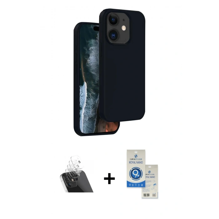 MARSİLYAN™- iPhone 11 Kılıf Kıvılcım Çizgi Serisi - Şeffaf Royal Nano Ekran Koruyucu + Kamera Lens Koruma Cam - SF