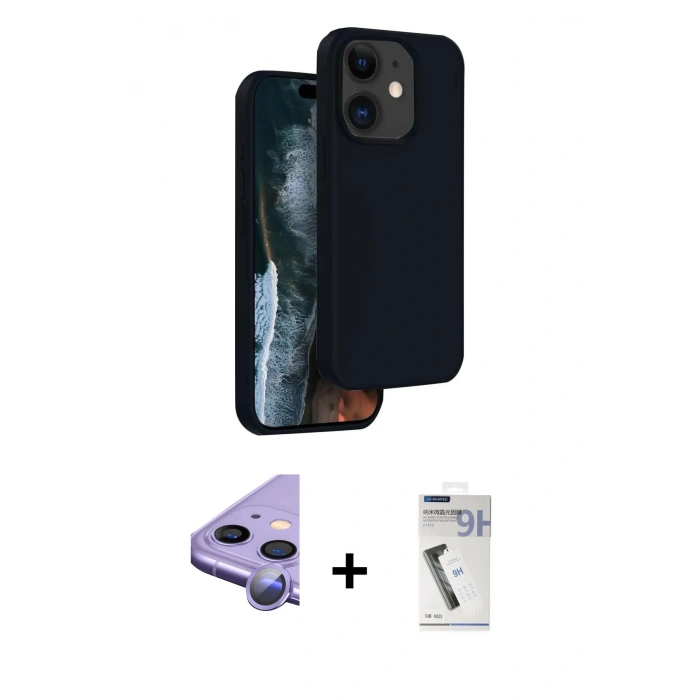 MARSİLYAN™- iPhone 11 Kılıf Kıvılcım Çizgi Serisi - Şeffaf Uv Polymer Nano Ekran Koruyucu + Raze Metal Kamera Lens - MR