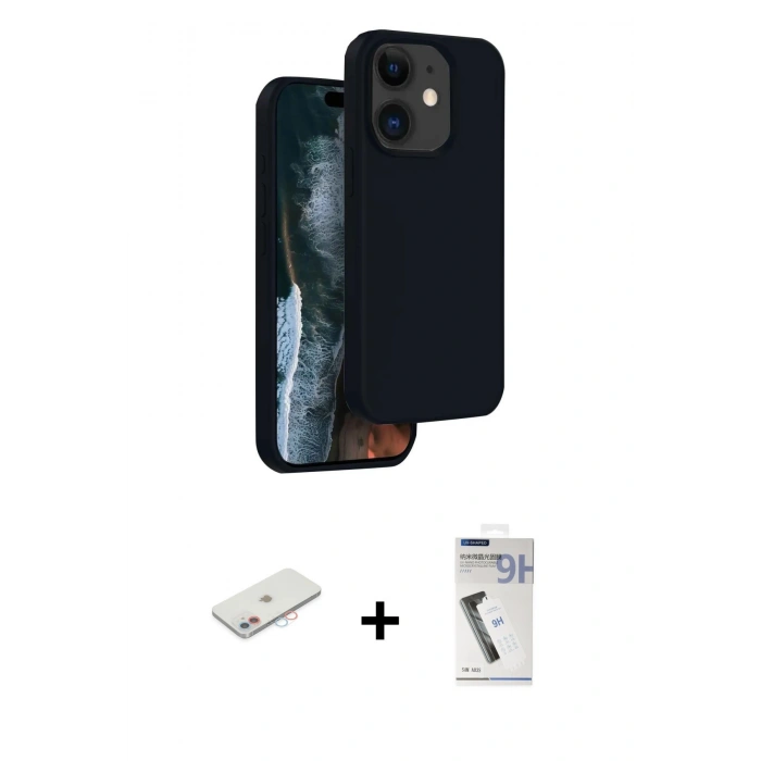 MARSİLYAN™- iPhone 11 Kılıf Kıvılcım Çizgi Serisi - Şeffaf Uv Polymer Nano Ekran Koruyucu + Renkli Kamera Lens Koruma Cam - PE