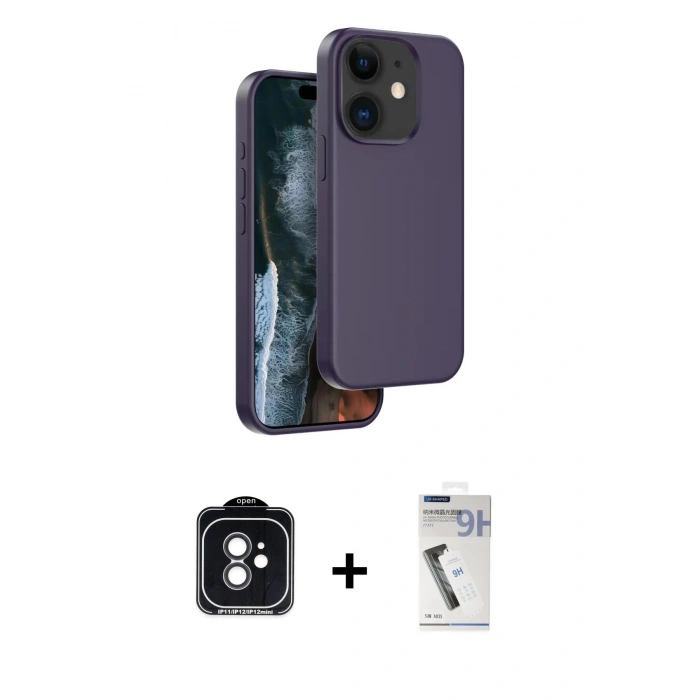 MARSİLYAN™- iPhone 11 Kılıf Kıvılcım Çizgi Serisi - Şeffaf Uv Polymer Nano Ekran Koruyucu + PVD Metal Kamera Lens - SH