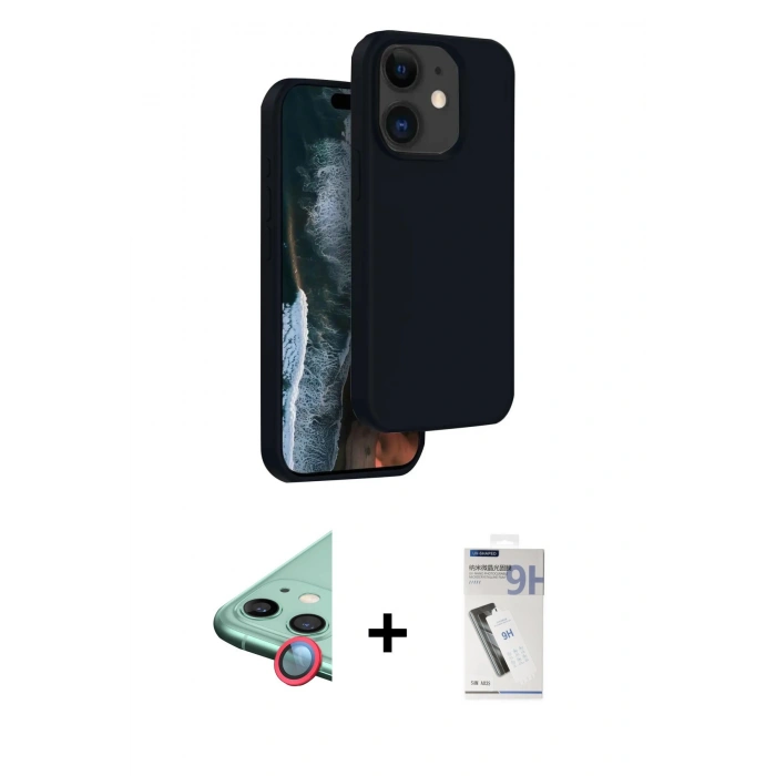 MARSİLYAN™- iPhone 11 Kılıf Kıvılcım Çizgi Serisi - Şeffaf Uv Polymer Nano Ekran Koruyucu + Raze Metal Kamera Lens - KI