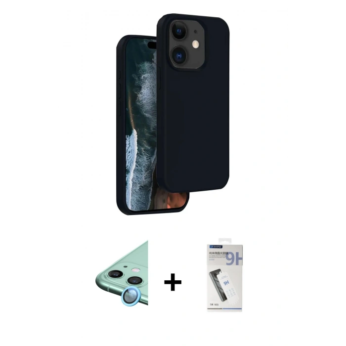 MARSİLYAN™- iPhone 11 Kılıf Kıvılcım Çizgi Serisi - Şeffaf Uv Polymer Nano Ekran Koruyucu + Raze Metal Kamera Lens - MI