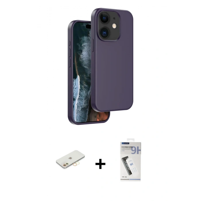 MARSİLYAN™- iPhone 11 Kılıf Kıvılcım Çizgi Serisi - Şeffaf Uv Polymer Nano Ekran Koruyucu + Renkli Kamera Lens Koruma Cam - SI