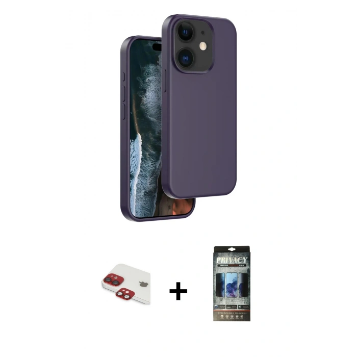 MARSİLYAN™- iPhone 11 Kılıf Kıvılcım Çizgi Serisi - Siyah 34D Hayalet Izgaralı Cam + Pers Alüminyum Kamera Lens - KI