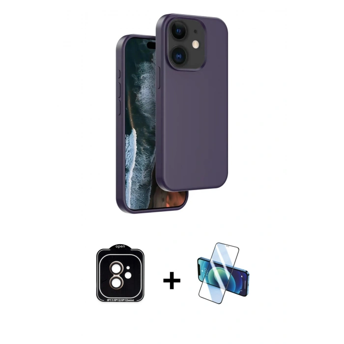 MARSİLYAN™- iPhone 11 Kılıf Kıvılcım Çizgi Serisi - Siyah 3D Antistatik Cam Ekran Koruyucu + PVD Metal Kamera Lens - TU