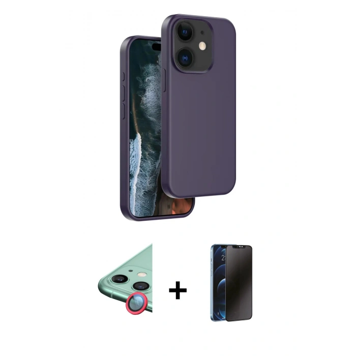 MARSİLYAN™- iPhone 11 Kılıf Kıvılcım Çizgi Serisi - Siyah 3D Antistatik Hayalet Cam Ekran Koruyucu + Raze Metal Kamera Lens - KI