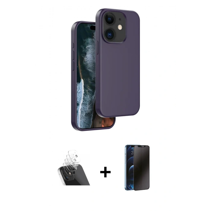 MARSİLYAN™- iPhone 11 Kılıf Kıvılcım Çizgi Serisi - Siyah 3D Antistatik Hayalet Cam Ekran Koruyucu + Kamera Lens Koruma Cam - SF