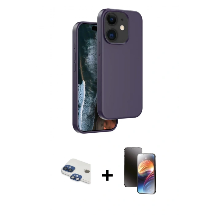 MARSİLYAN™- iPhone 11 Kılıf Kıvılcım Çizgi Serisi - Siyah 3D Antistatik Mat Seramik Nano Ekran Koruyucu + Pers Alüminyum Kamera Lens - LT