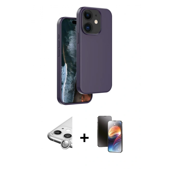 MARSİLYAN™- iPhone 11 Kılıf Kıvılcım Çizgi Serisi - Siyah 3D Antistatik Mat Seramik Nano Ekran Koruyucu + Raze Metal Kamera Lens - GS