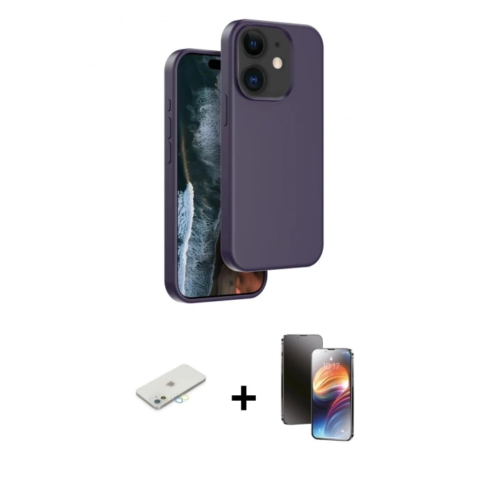 MARSİLYAN™- iPhone 11 Kılıf Kıvılcım Çizgi Serisi - Siyah 3D Antistatik Mat Seramik Nano Ekran Koruyucu + Renkli Kamera Lens Koruma Cam - SI