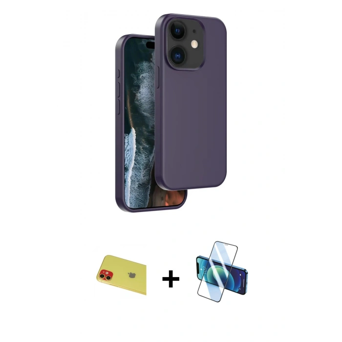 MARSİLYAN™- iPhone 11 Kılıf Kıvılcım Çizgi Serisi - Siyah 3D Antistatik Seramik Nano Ekran Koruyucu + Rainbow Kamera Lens Koruma Cam - KI