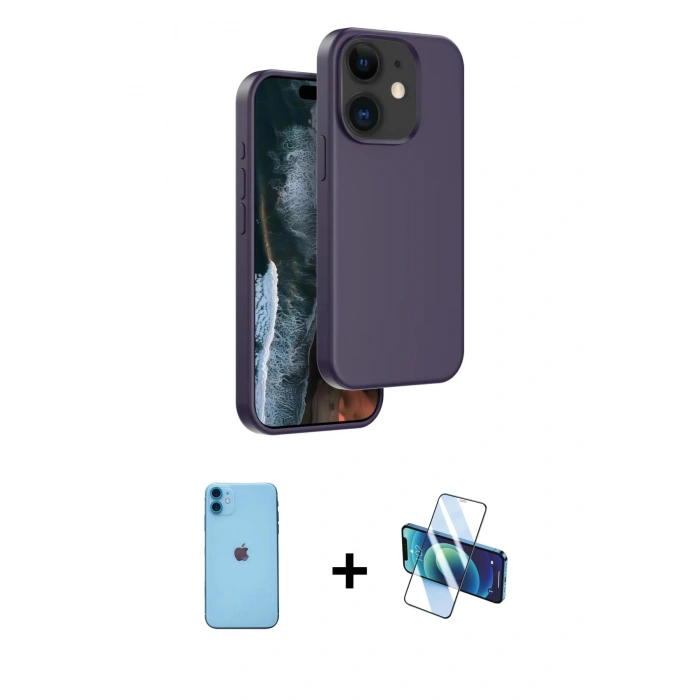 MARSİLYAN™- iPhone 11 Kılıf Kıvılcım Çizgi Serisi - Siyah 3D Antistatik Seramik Nano Ekran Koruyucu + Neon Fosforlu Kamera Lens - MI