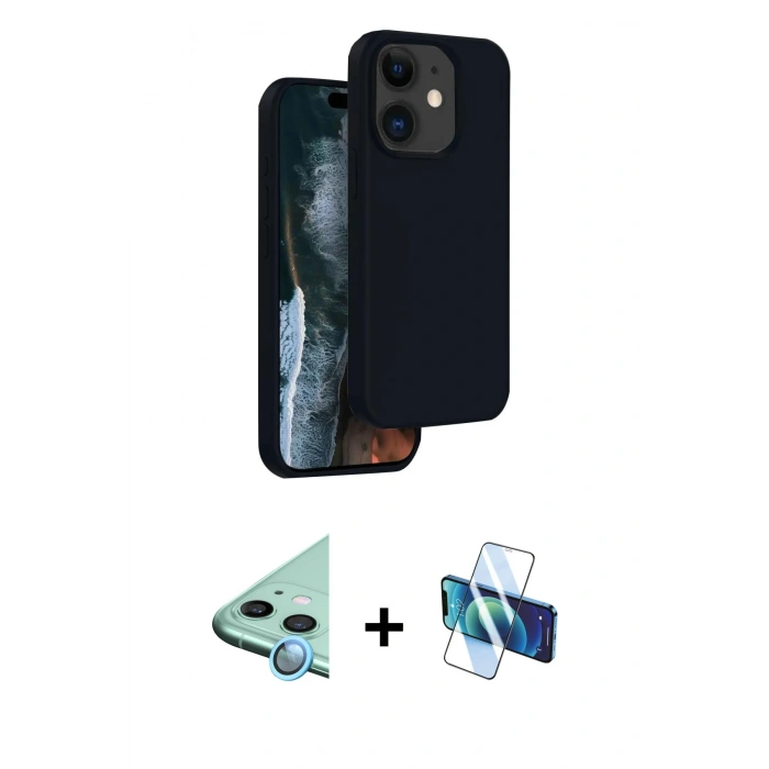 MARSİLYAN™- iPhone 11 Kılıf Kıvılcım Çizgi Serisi - Siyah 3D Antistatik Seramik Nano Ekran Koruyucu + Raze Metal Kamera Lens - MI
