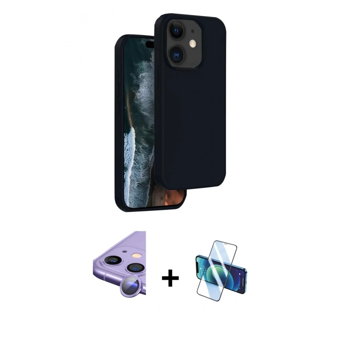 MARSİLYAN™- iPhone 11 Kılıf Kıvılcım Çizgi Serisi - Siyah 3D Antistatik Seramik Nano Ekran Koruyucu + Raze Metal Kamera Lens - MR