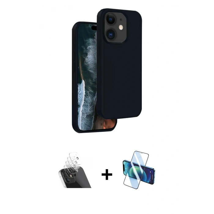 MARSİLYAN™- iPhone 11 Kılıf Kıvılcım Çizgi Serisi - Siyah 3D Antistatik Seramik Nano Ekran Koruyucu + Kamera Lens Koruma Cam - SF