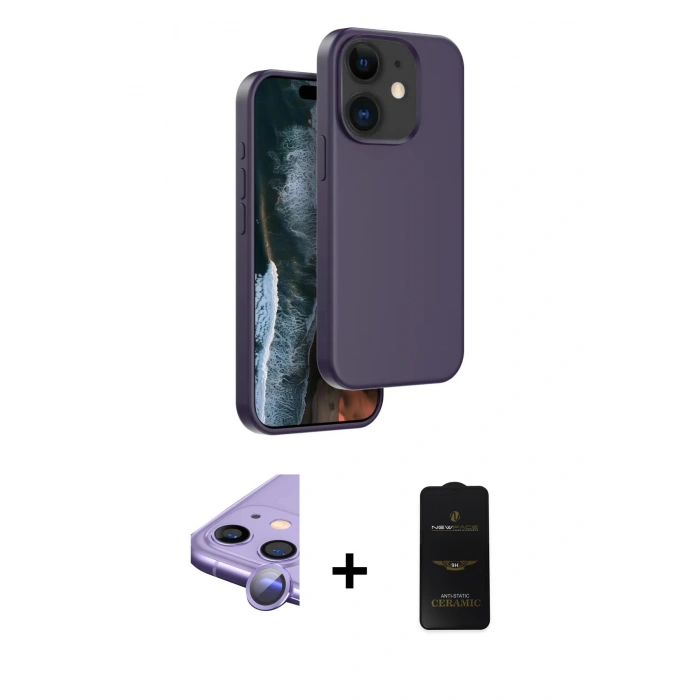 MARSİLYAN™- iPhone 11 Kılıf Kıvılcım Çizgi Serisi - Siyah 6D Antistatik Mat Seramik Hayalet Nano Ekran Koruyucu + Raze Metal Kamera Lens - MR