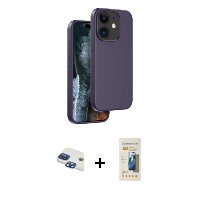 MARSİLYAN™- iPhone 11 Kılıf Kıvılcım Çizgi Serisi - Siyah 6D Mat Seramik Hayalet Nano Ekran Koruyucu + Pers Alüminyum Kamera Lens - LT