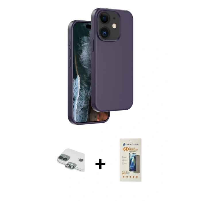 MARSİLYAN™- iPhone 11 Kılıf Kıvılcım Çizgi Serisi - Siyah 6D Mat Seramik Hayalet Nano Ekran Koruyucu + Pers Alüminyum Kamera Lens - YL