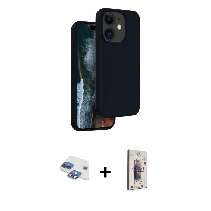 MARSİLYAN™- iPhone 11 Kılıf Kıvılcım Çizgi Serisi - Siyah Bilvis 3D Cam Ekran Koruyucu + Pers Alüminyum Kamera Lens - GI