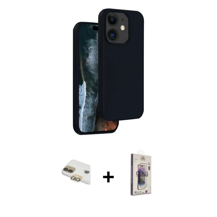 MARSİLYAN™- iPhone 11 Kılıf Kıvılcım Çizgi Serisi - Siyah Bilvis 3D Cam Ekran Koruyucu + Pers Alüminyum Kamera Lens - GD