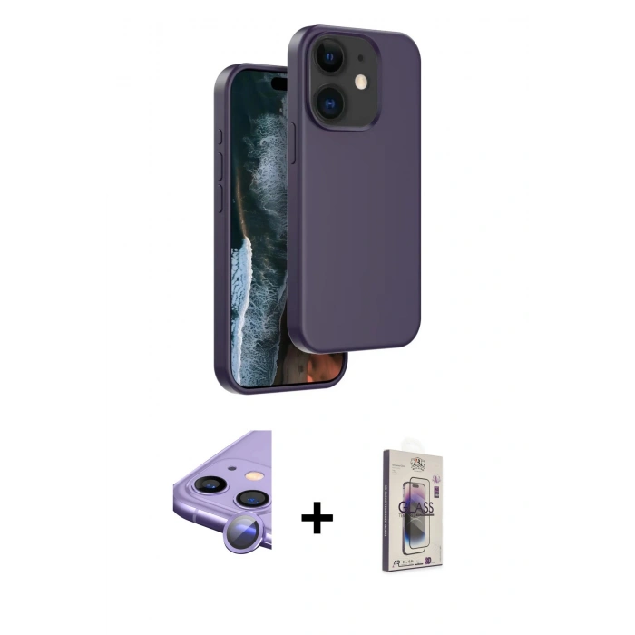 MARSİLYAN™- iPhone 11 Kılıf Kıvılcım Çizgi Serisi - Siyah Bilvis 3D Cam Ekran Koruyucu + Raze Metal Kamera Lens - MR