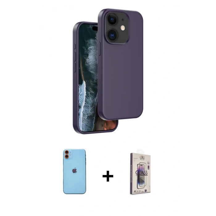 MARSİLYAN™- iPhone 11 Kılıf Kıvılcım Çizgi Serisi - Siyah Bilvis 3D Cam Ekran Koruyucu + Neon Fosforlu Kamera Lens - TU
