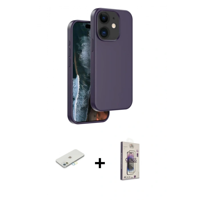 MARSİLYAN™- iPhone 11 Kılıf Kıvılcım Çizgi Serisi - Siyah Bilvis 3D Cam Ekran Koruyucu + Renkli Kamera Lens Koruma Cam - SI