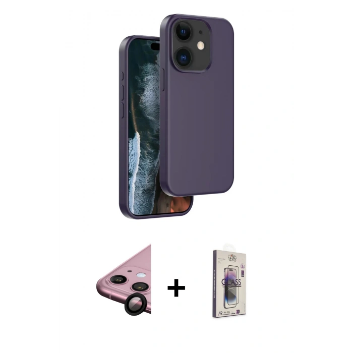 MARSİLYAN™- iPhone 11 Kılıf Kıvılcım Çizgi Serisi - Siyah Bilvis 3D Cam Ekran Koruyucu + Raze Metal Kamera Lens - SH