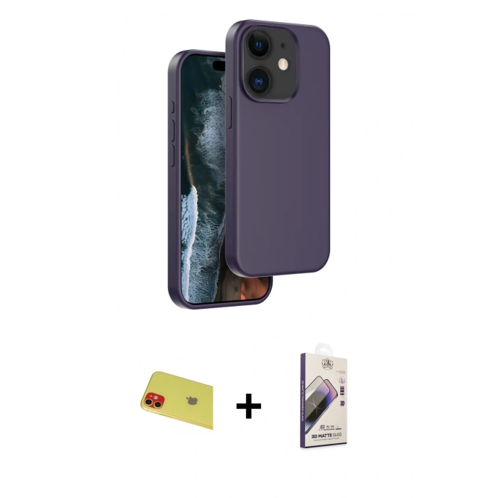MARSİLYAN™- iPhone 11 Kılıf Kıvılcım Çizgi Serisi - Siyah Bilvis 3D Mat Cam Ekran Koruyucu + Rainbow Kamera Lens Koruma Cam - KI