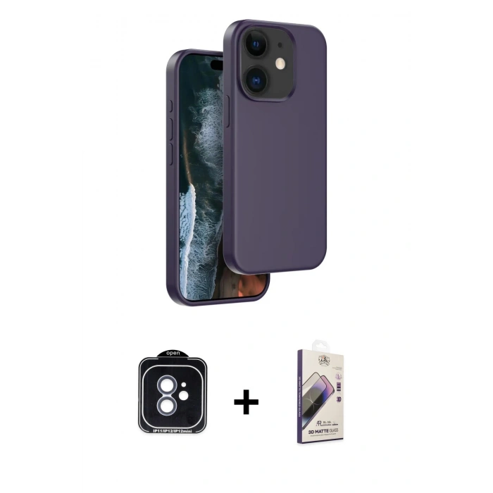 MARSİLYAN™- iPhone 11 Kılıf Kıvılcım Çizgi Serisi - Siyah Bilvis 3D Mat Cam Ekran Koruyucu + Mavi PVD Metal Kamera Lens