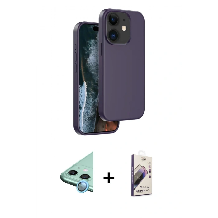 MARSİLYAN™- iPhone 11 Kılıf Kıvılcım Çizgi Serisi - Siyah Bilvis 3D Mat Cam Ekran Koruyucu + Raze Metal Kamera Lens - MI