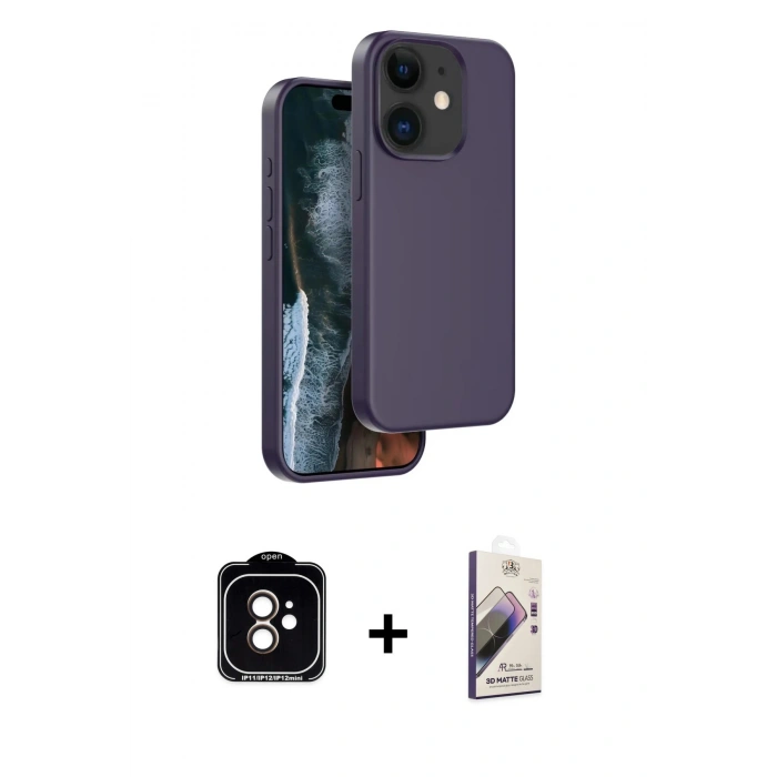 MARSİLYAN™- iPhone 11 Kılıf Kıvılcım Çizgi Serisi - Siyah Bilvis 3D Mat Cam Ekran Koruyucu + PVD Metal Kamera Lens - TU