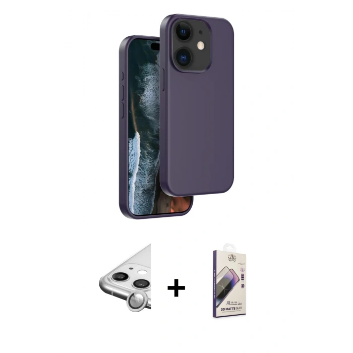 MARSİLYAN™- iPhone 11 Kılıf Kıvılcım Çizgi Serisi - Siyah Bilvis 3D Mat Cam Ekran Koruyucu + Raze Metal Kamera Lens - GS