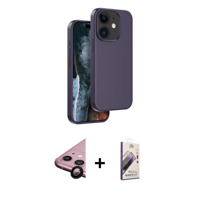MARSİLYAN™- iPhone 11 Kılıf Kıvılcım Çizgi Serisi - Siyah Bilvis 3D Mat Cam Ekran Koruyucu + Raze Metal Kamera Lens - SH