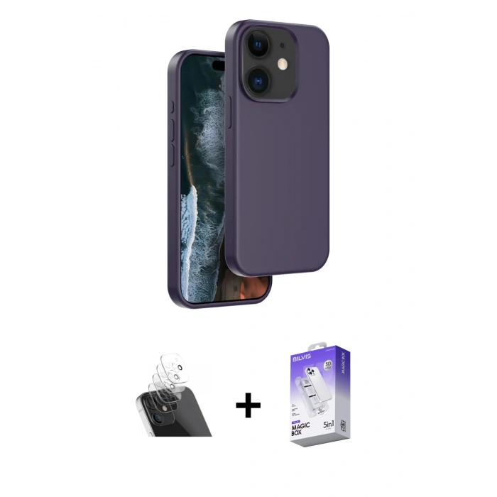MARSİLYAN™- iPhone 11 Kılıf Kıvılcım Çizgi Serisi - Siyah Bilvis 5in1 3D Magic Cam Ekran Koruyucu + Kamera Lens Koruma Cam - SF