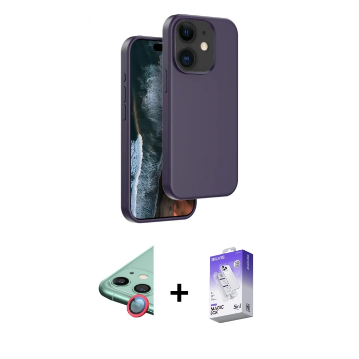MARSİLYAN™- iPhone 11 Kılıf Kıvılcım Çizgi Serisi - Siyah Bilvis 5in1 3D Magic Cam Ekran Koruyucu + Raze Metal Kamera Lens - KI