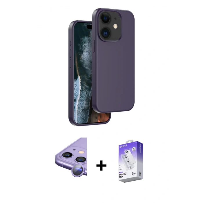 MARSİLYAN™- iPhone 11 Kılıf Kıvılcım Çizgi Serisi - Siyah Bilvis 5in1 3D Magic Cam Ekran Koruyucu + Raze Metal Kamera Lens - MR