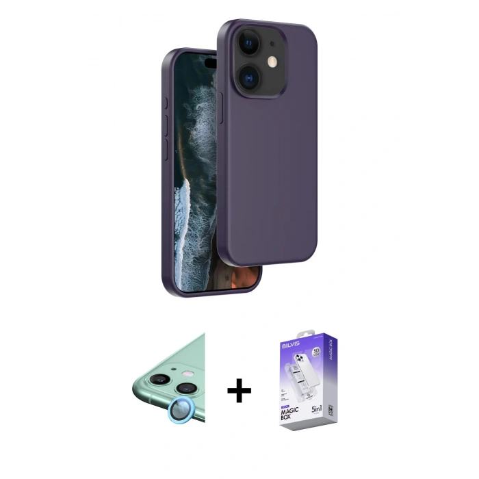 MARSİLYAN™- iPhone 11 Kılıf Kıvılcım Çizgi Serisi - Siyah Bilvis 5in1 3D Magic Cam Ekran Koruyucu + Raze Metal Kamera Lens - MI