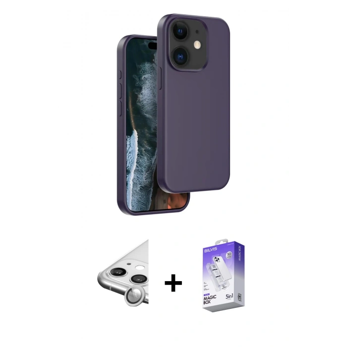 MARSİLYAN™- iPhone 11 Kılıf Kıvılcım Çizgi Serisi - Siyah Bilvis 5in1 3D Magic Cam Ekran Koruyucu + Raze Metal Kamera Lens - GS
