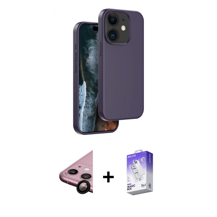 MARSİLYAN™- iPhone 11 Kılıf Kıvılcım Çizgi Serisi - Siyah Bilvis 5in1 3D Magic Cam Ekran Koruyucu + Raze Metal Kamera Lens - SH