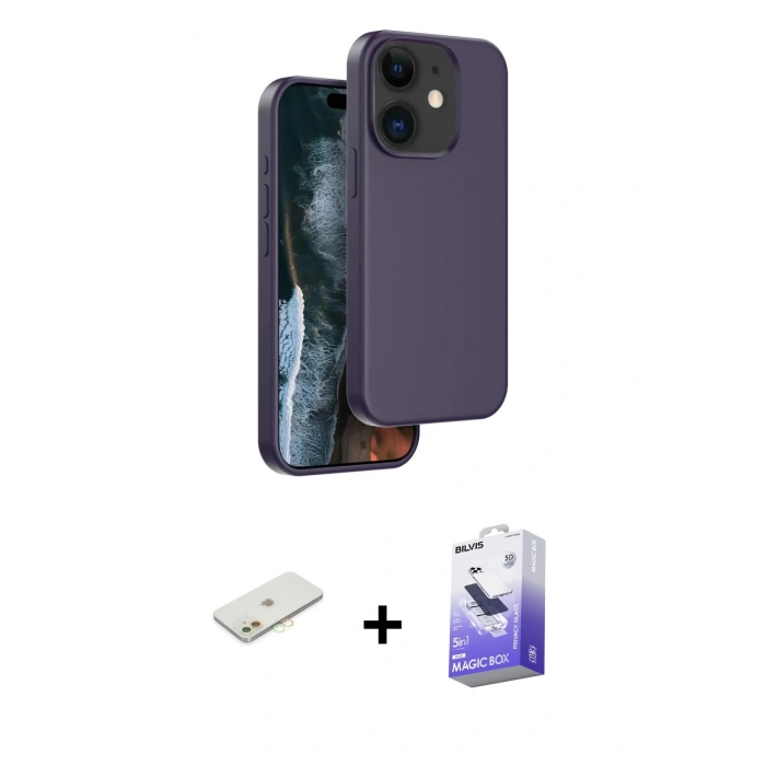 MARSİLYAN™- iPhone 11 Kılıf Kıvılcım Çizgi Serisi - Siyah Bilvis 5in1 5D Magic Hayalet Cam Ekran Koruyucu + Renkli Kamera Lens Koruma Cam - TU
