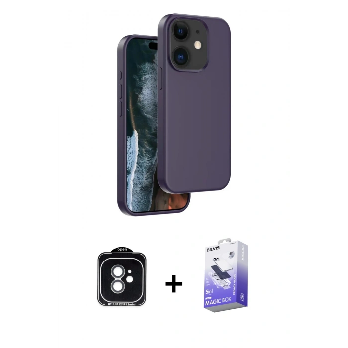 MARSİLYAN™- iPhone 11 Kılıf Kıvılcım Çizgi Serisi - Siyah Bilvis 5in1 5D Magic Hayalet Cam Ekran Koruyucu + PVD Metal Kamera Lens - YL