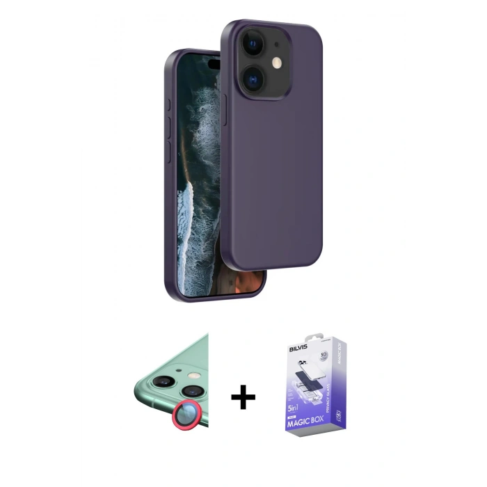 MARSİLYAN™- iPhone 11 Kılıf Kıvılcım Çizgi Serisi - Siyah Bilvis 5in1 5D Magic Hayalet Cam Ekran Koruyucu + Raze Metal Kamera Lens - KI