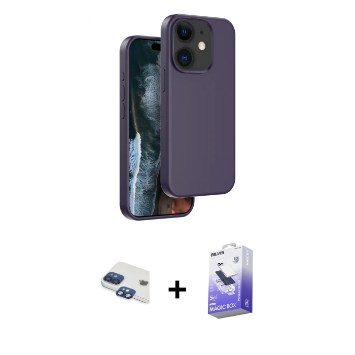 MARSİLYAN™- iPhone 11 Kılıf Kıvılcım Çizgi Serisi - Siyah Bilvis 5in1 5D Magic Hayalet Cam Ekran Koruyucu + Lacivert Pers Alüminyum Kamera Lens