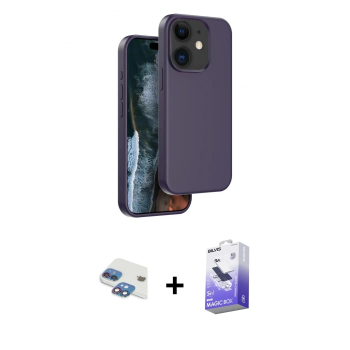 MARSİLYAN™- iPhone 11 Kılıf Kıvılcım Çizgi Serisi - Siyah Bilvis 5in1 5D Magic Hayalet Cam Ekran Koruyucu + Gökkuşağı Pers Alüminyum Kamera Lens