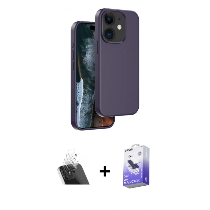 MARSİLYAN™- iPhone 11 Kılıf Kıvılcım Çizgi Serisi - Siyah Bilvis 5in1 5D Magic Hayalet Cam Ekran Koruyucu + Kamera Lens Koruma Cam - SF