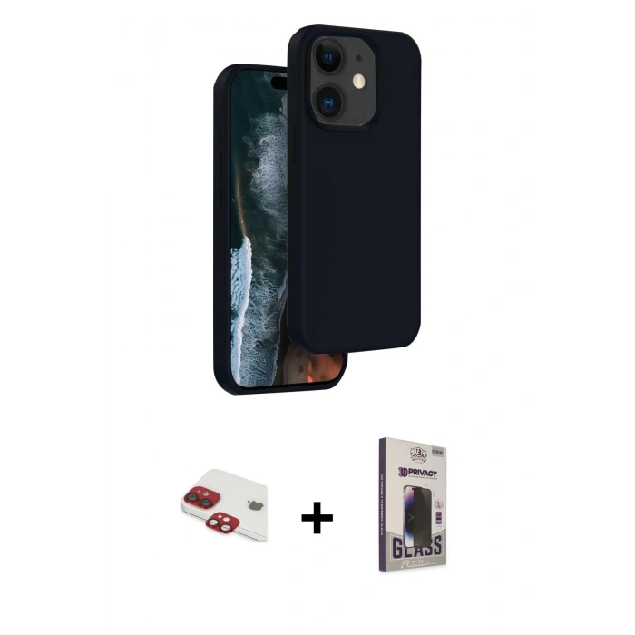 MARSİLYAN™- iPhone 11 Kılıf Kıvılcım Çizgi Serisi - Siyah Bilvis Hayalet Cam Ekran Koruyucu + Pers Alüminyum Kamera Lens - KI