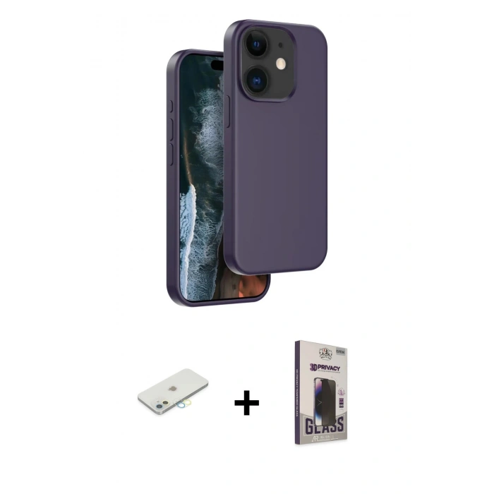 MARSİLYAN™- iPhone 11 Kılıf Kıvılcım Çizgi Serisi - Siyah Bilvis Hayalet Cam Ekran Koruyucu + Renkli Kamera Lens Koruma Cam - SI