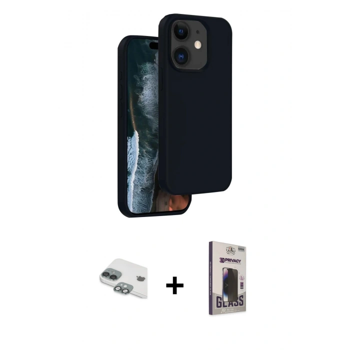 MARSİLYAN™- iPhone 11 Kılıf Kıvılcım Çizgi Serisi - Siyah Bilvis Hayalet Cam Ekran Koruyucu + Pers Alüminyum Kamera Lens - YL