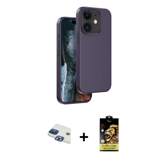 MARSİLYAN™- iPhone 11 Kılıf Kıvılcım Çizgi Serisi - Siyah Buffer Cam Ekran Koruyucu + Pers Alüminyum Kamera Lens - LT